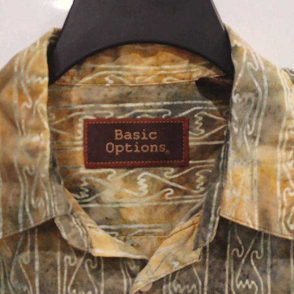 Basic Options XL Men's Tie dye pattern Green yellow Aloha Hawaiian Shirt - Picture 2 of 7